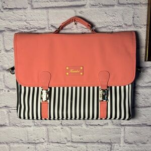 Pink and Black Striped Laptop Bag
